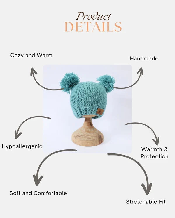 CozyPoms Wool Beanie