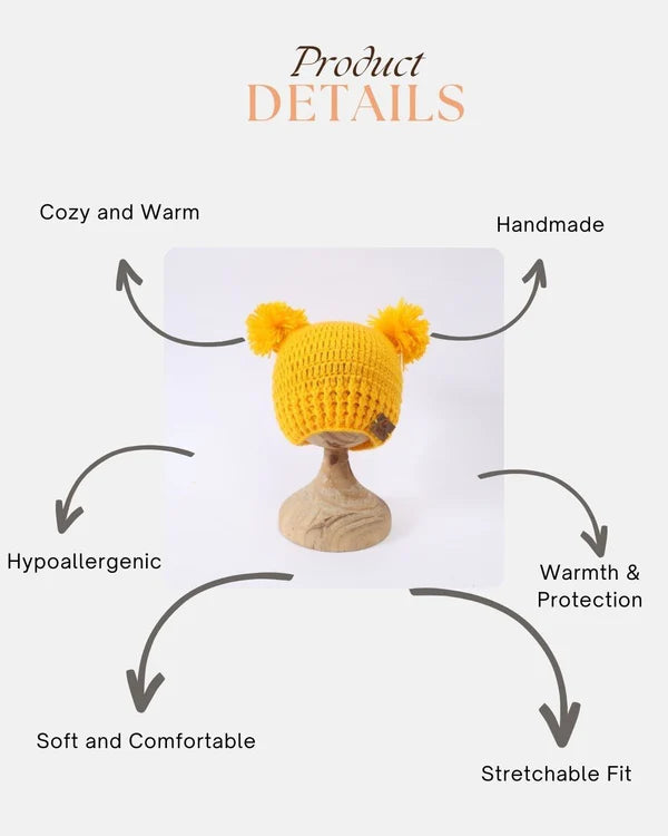 CozyPoms Wool Beanie