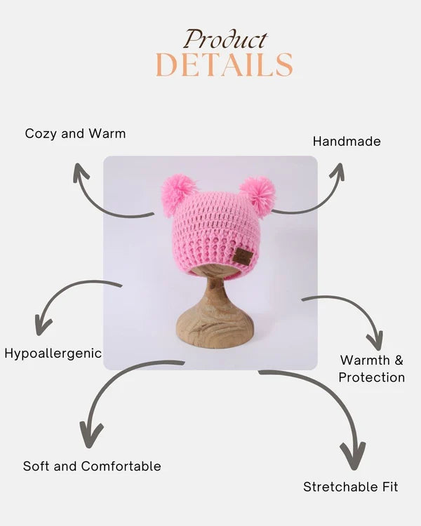 CozyPoms Wool Beanie