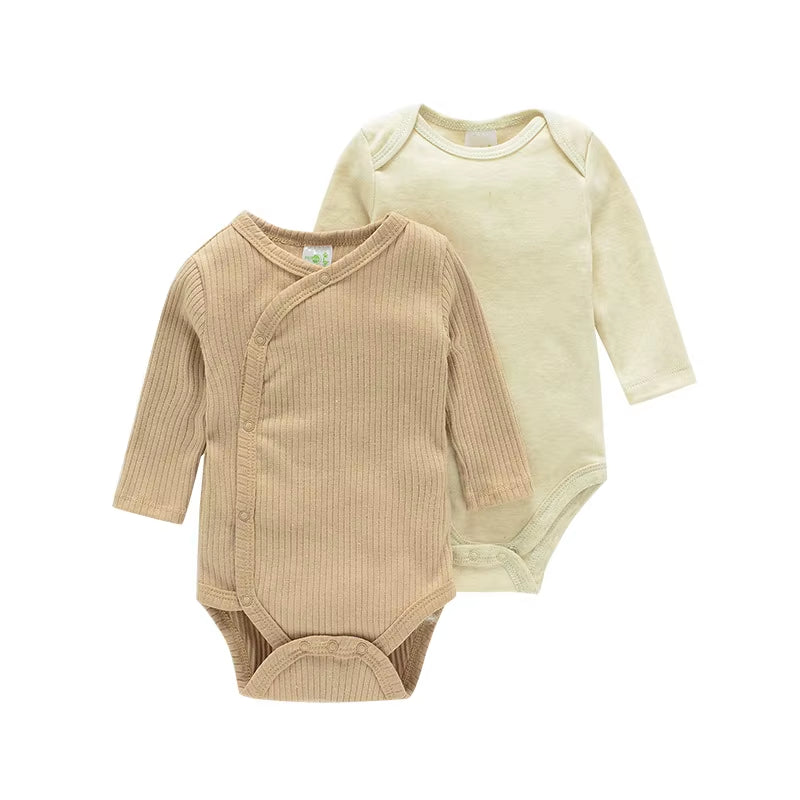 2PCS Organic Cotton Baby Bodysuit Set – Long Sleeve for Boys & Girls
