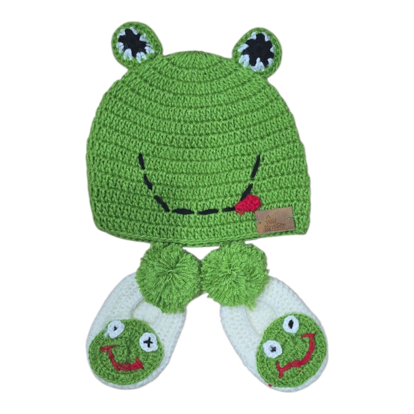 Frogi Woolen Cap & Booties Set – Handmade for Giggles & Warmth