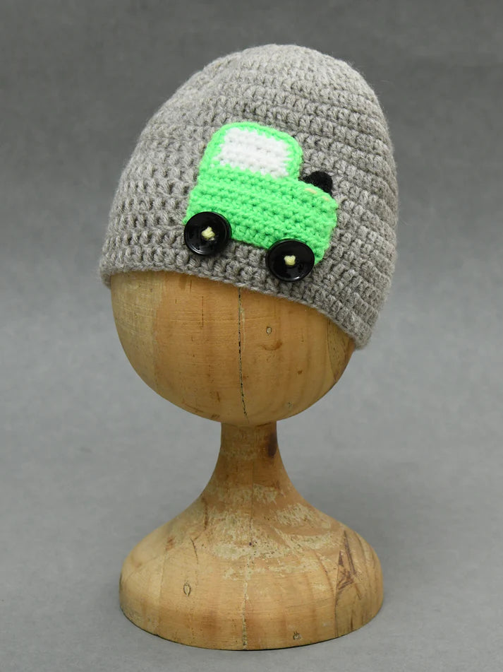 Grey Racer Woolen Cap for Kids