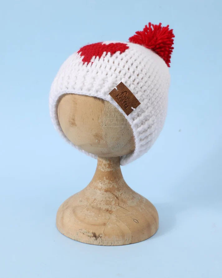 Classic White Pom Pom Wool Cap for Kids