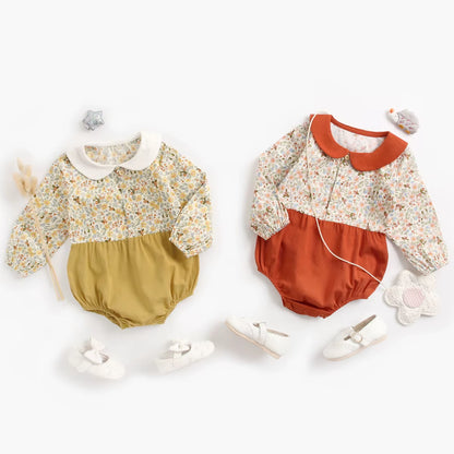 Princess Newborn Baby Girl Bodysuits Long Sleeve Cotton Baby Clothes Flowers Plaid Cute