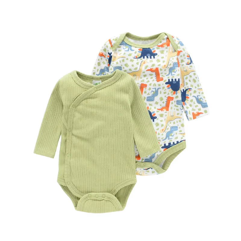 2PCS Organic Cotton Baby Bodysuit Set – Long Sleeve for Boys & Girls
