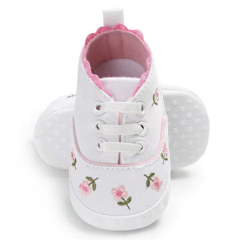 2 Baby Shoes Baby Infant Kid Girl Embroidery Flower Soft Sole Crib Toddler Summer Princess First Walkers Causal Shoes 0-18M