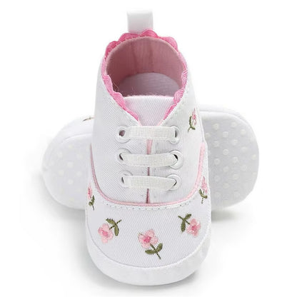 2 Baby Shoes Baby Infant Kid Girl Embroidery Flower Soft Sole Crib Toddler Summer Princess First Walkers Causal Shoes 0-18M