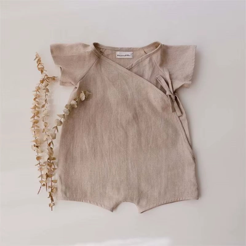 Linen Cotton Baby Romper – Summer Bodysuit
