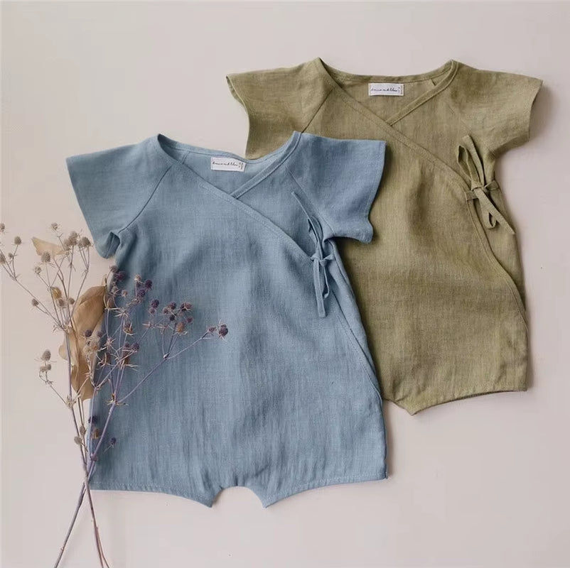 Linen Cotton Baby Romper – Summer Bodysuit