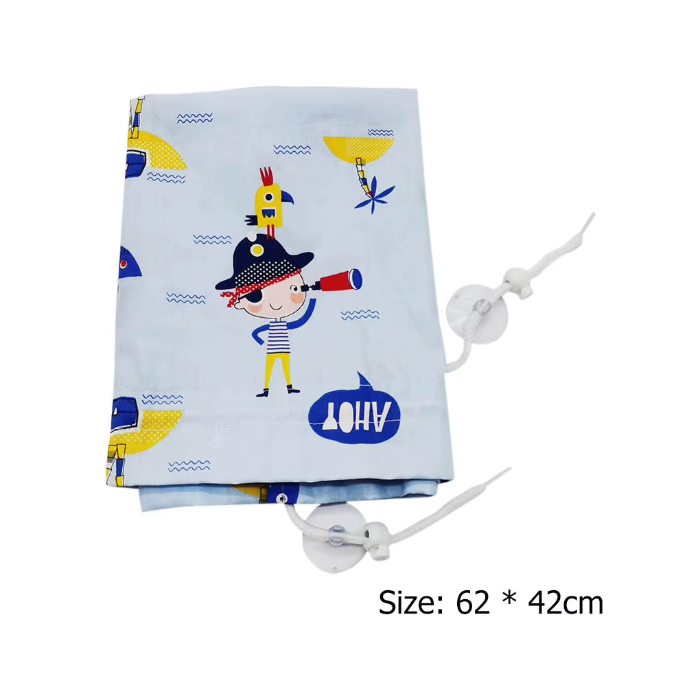 Cute Cotton Baby Car Window Sunshade Cover Cartoon Suction Cup Sliding Curtain Suction Cup Cloth Curtain for Kid Baby Children