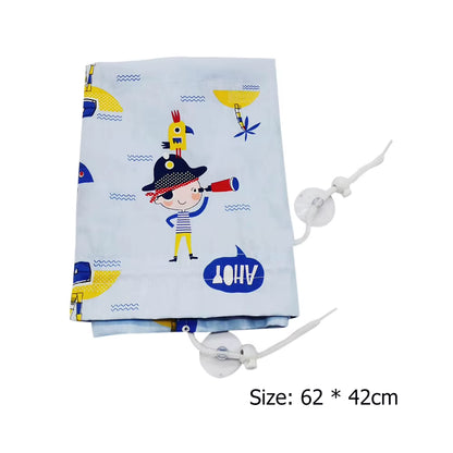 Cute Cotton Baby Car Window Sunshade Cover Cartoon Suction Cup Sliding Curtain Suction Cup Cloth Curtain for Kid Baby Children