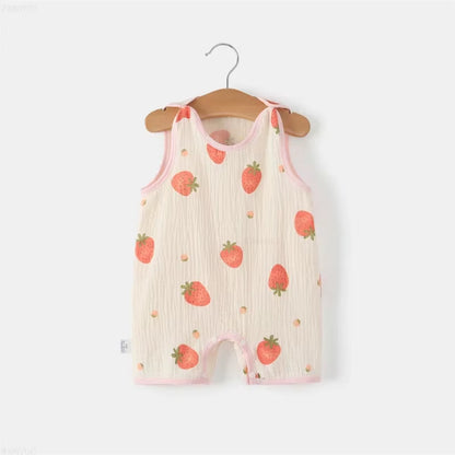Newborn Baby Sleeveless Vest Jumpsuit – Summer Cotton Romper & Pajamas for Crawling Babies