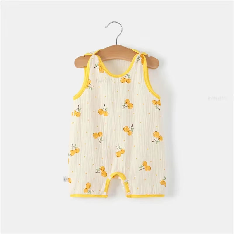 Newborn Baby Sleeveless Vest Jumpsuit – Summer Cotton Romper & Pajamas for Crawling Babies