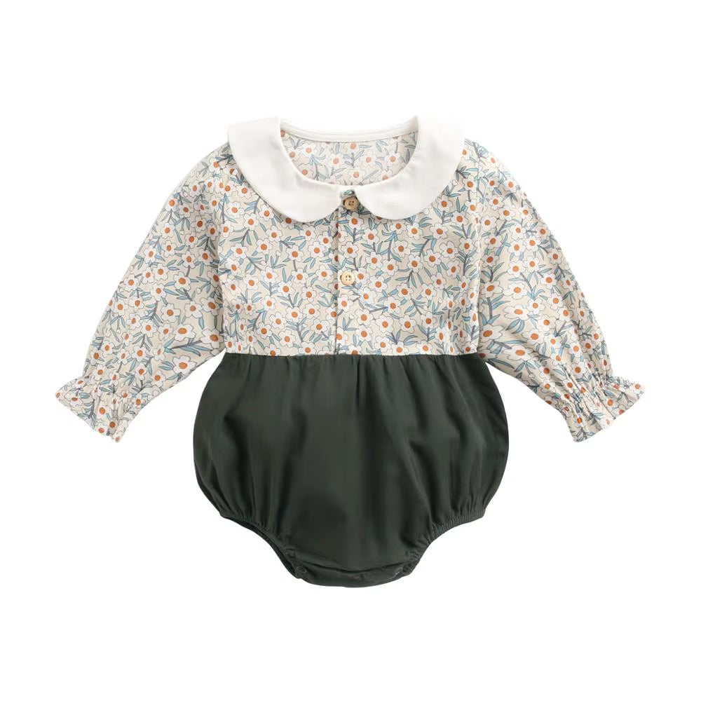 Princess Newborn Baby Girl Bodysuits Long Sleeve Cotton Baby Clothes Flowers Plaid Cute