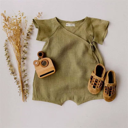 Linen Cotton Baby Romper – Summer Bodysuit