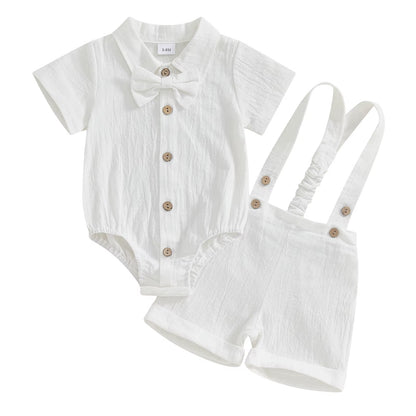 Adorable Baby Boy Bow Tie Outfit for Special Occasions - 100% Cotton