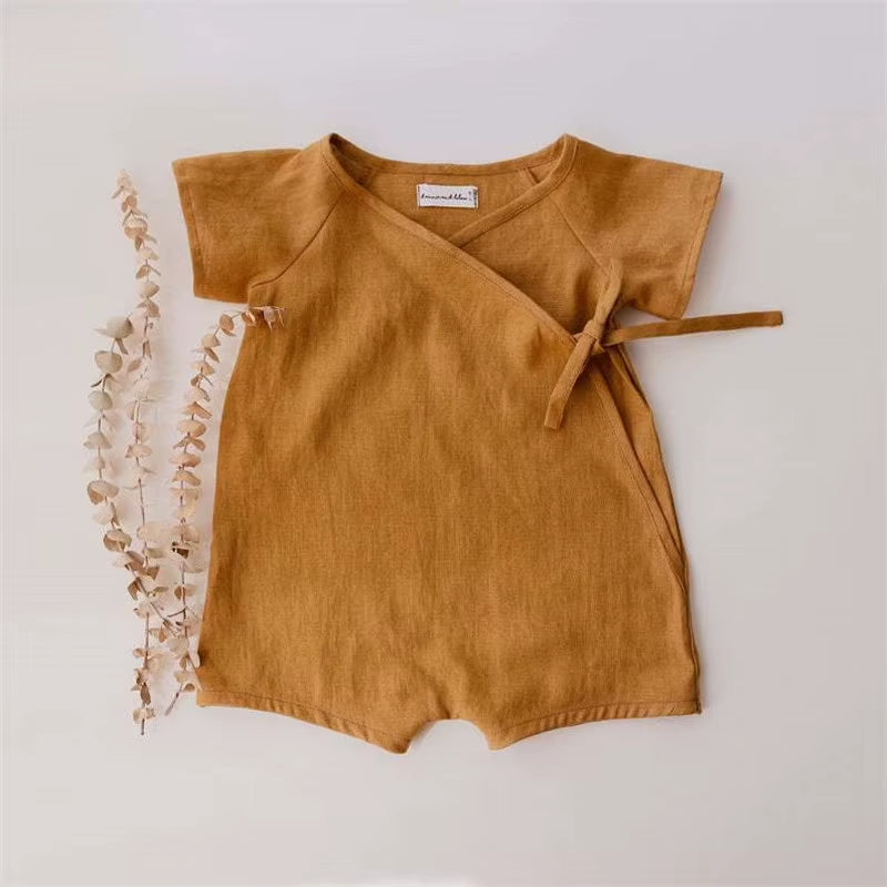Linen Cotton Baby Romper – Summer Bodysuit