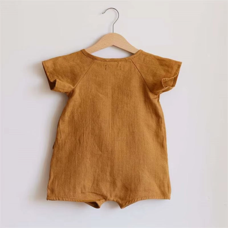 Linen Cotton Baby Romper – Summer Bodysuit
