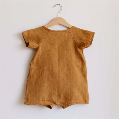 Linen Cotton Baby Romper – Summer Bodysuit