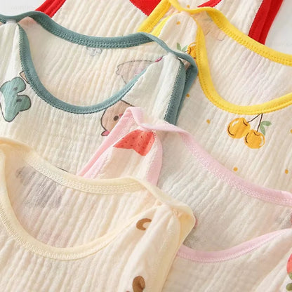 Newborn Baby Sleeveless Vest Jumpsuit – Summer Cotton Romper & Pajamas for Crawling Babies