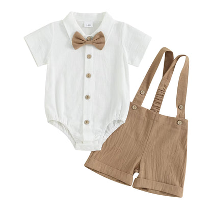 Adorable Baby Boy Bow Tie Outfit for Special Occasions - 100% Cotton