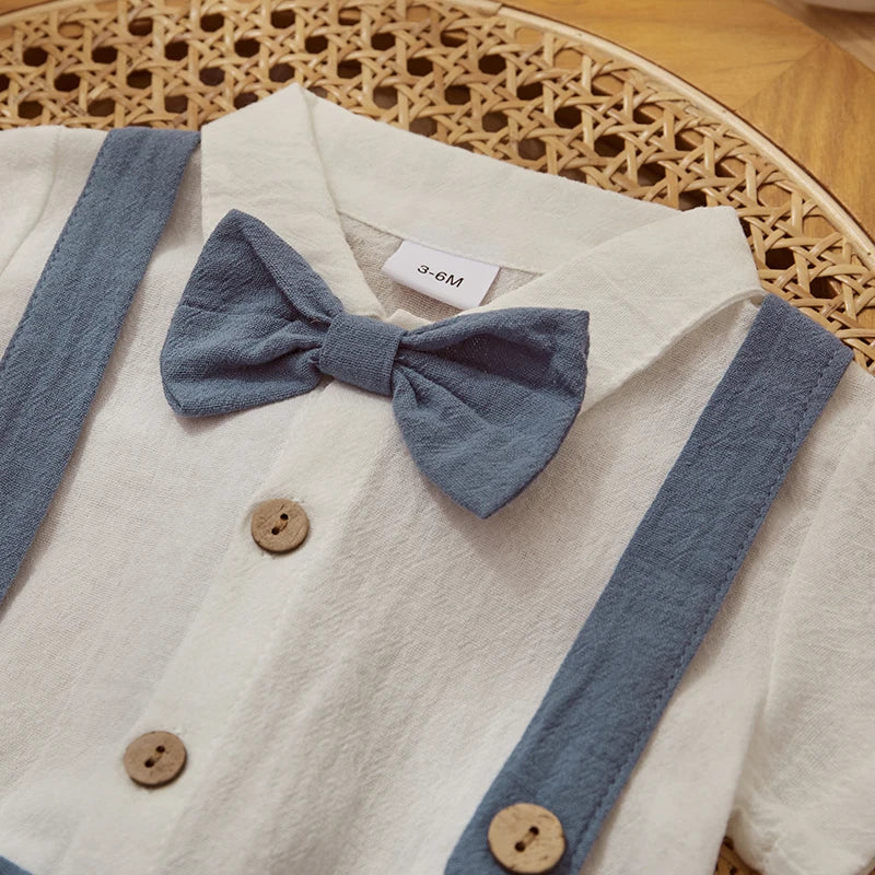 Adorable Baby Boy Bow Tie Outfit for Special Occasions - 100% Cotton