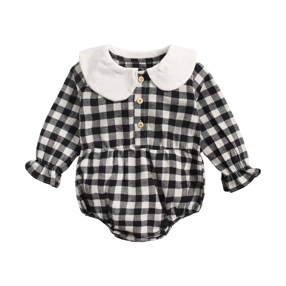 Princess Newborn Baby Girl Bodysuits Long Sleeve Cotton Baby Clothes Flowers Plaid Cute