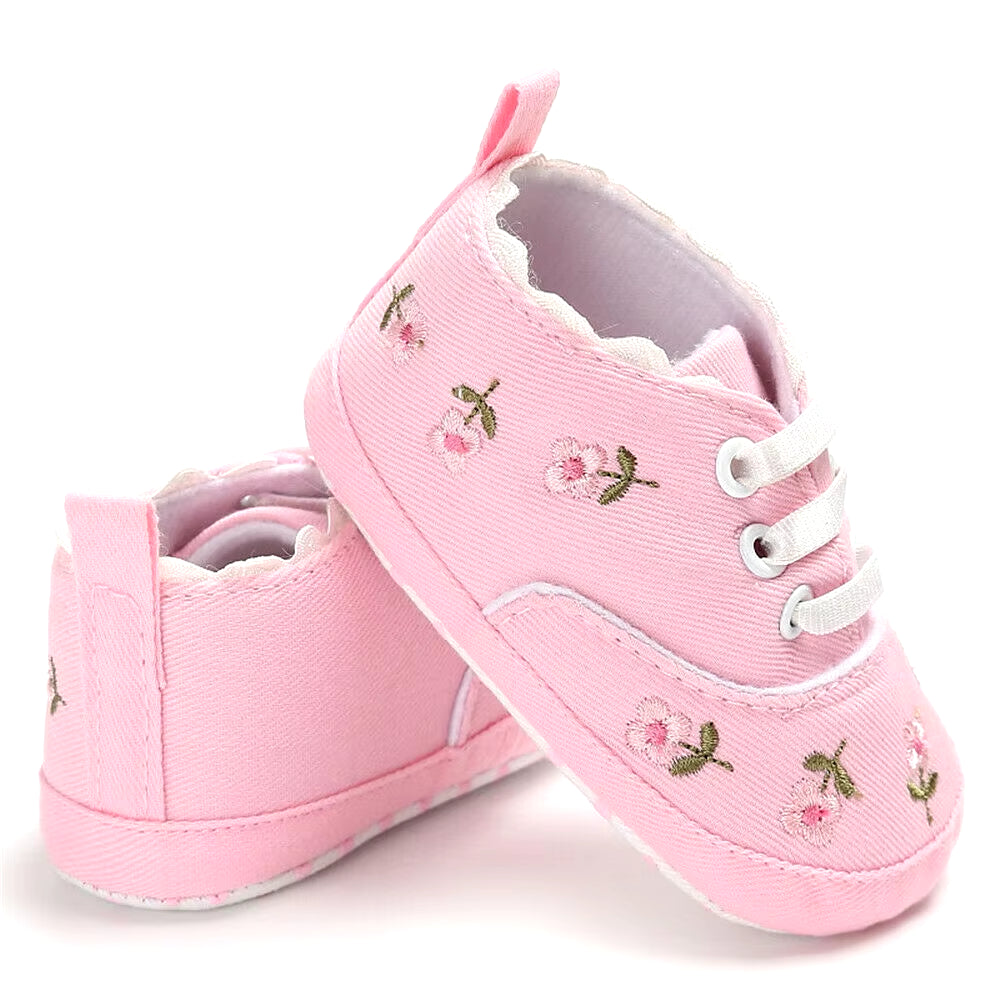 2 Baby Shoes Baby Infant Kid Girl Embroidery Flower Soft Sole Crib Toddler Summer Princess First Walkers Causal Shoes 0-18M