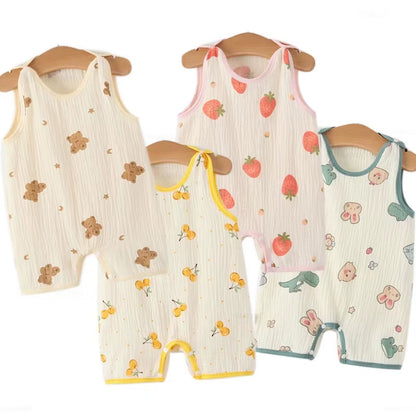 Newborn Baby Sleeveless Vest Jumpsuit – Summer Cotton Romper & Pajamas for Crawling Babies