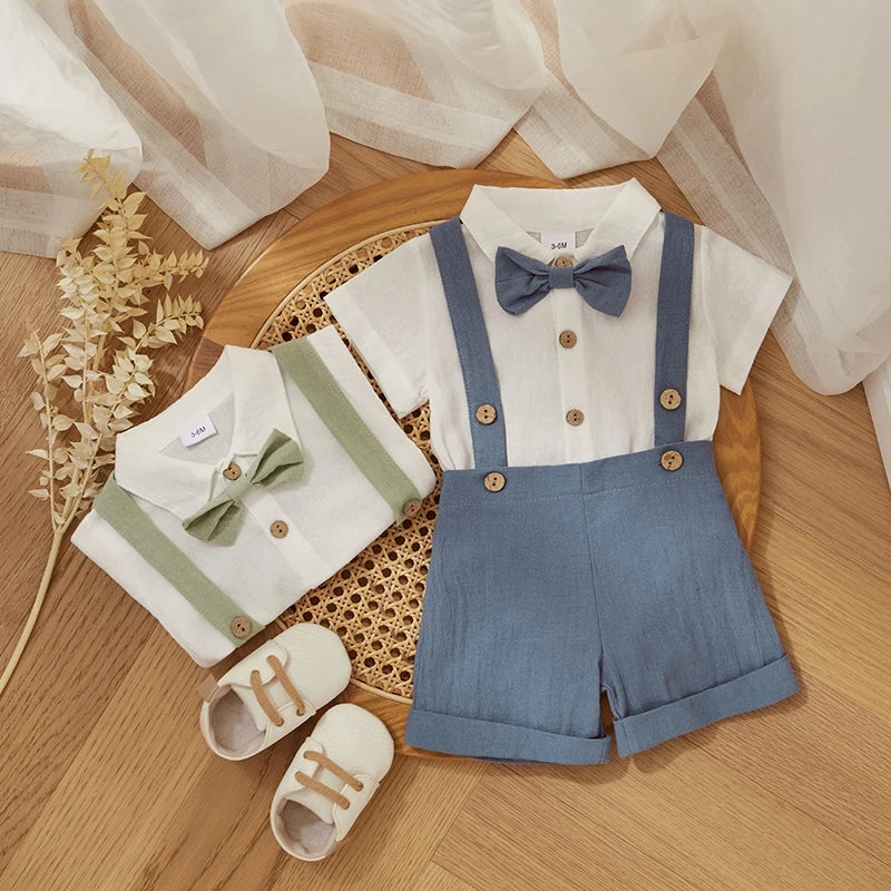 Adorable Baby Boy Bow Tie Outfit for Special Occasions - 100% Cotton
