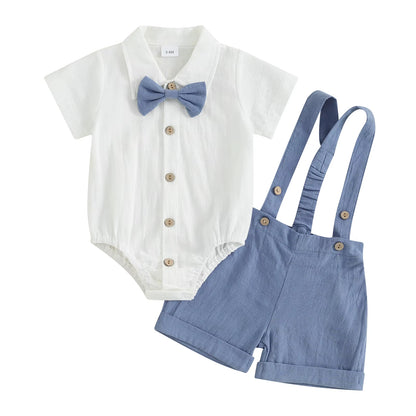 Adorable Baby Boy Bow Tie Outfit for Special Occasions - 100% Cotton