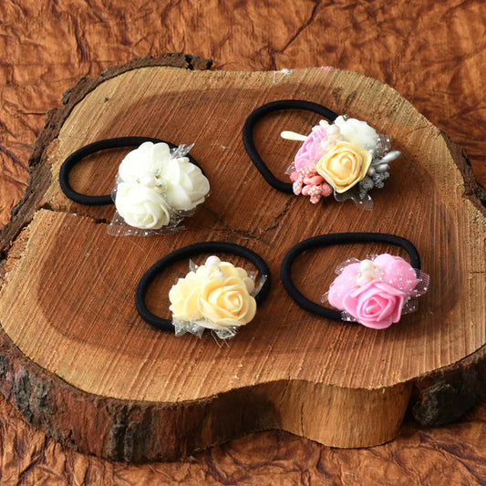 Multicolor Pretty Petal Hair Ties for Girls - Pair