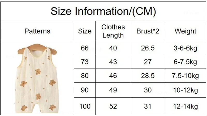 Newborn Baby Sleeveless Vest Jumpsuit – Summer Cotton Romper & Pajamas for Crawling Babies