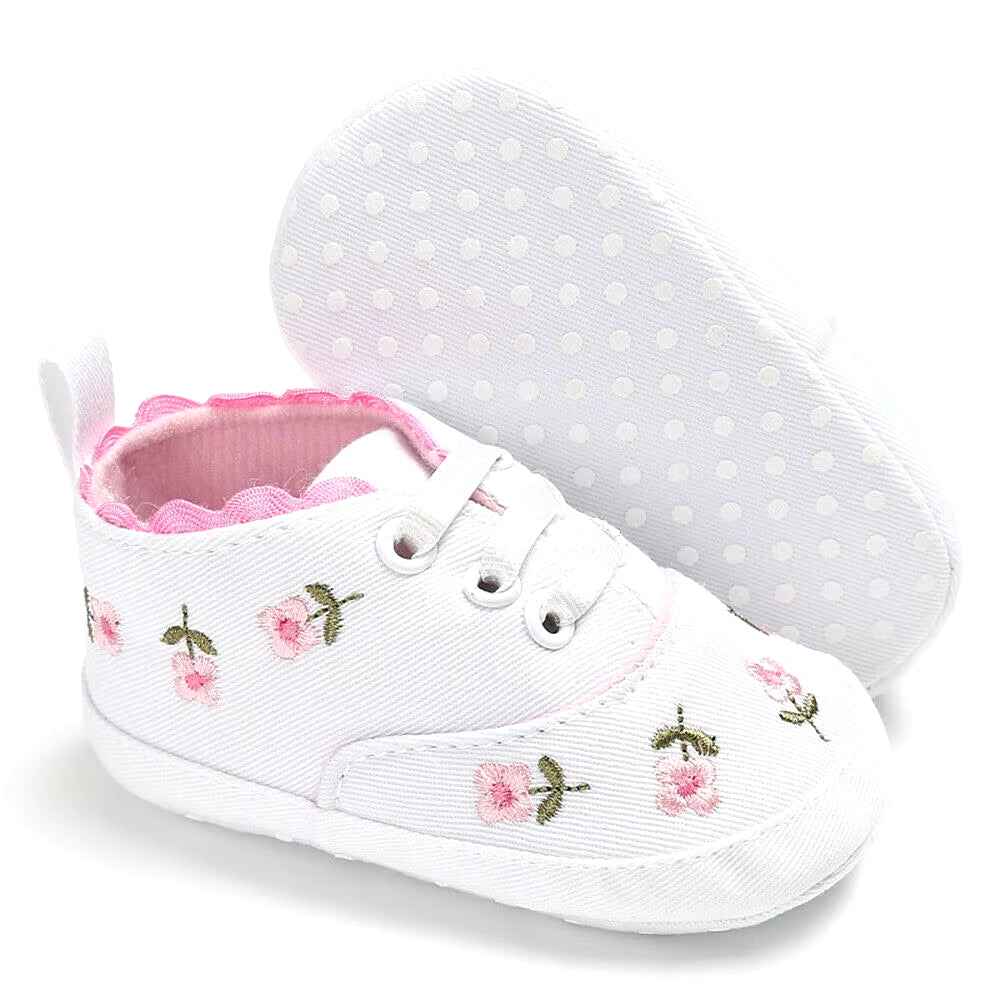 2 Baby Shoes Baby Infant Kid Girl Embroidery Flower Soft Sole Crib Toddler Summer Princess First Walkers Causal Shoes 0-18M