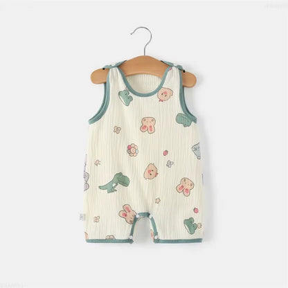 Newborn Baby Sleeveless Vest Jumpsuit – Summer Cotton Romper & Pajamas for Crawling Babies
