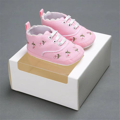 2 Baby Shoes Baby Infant Kid Girl Embroidery Flower Soft Sole Crib Toddler Summer Princess First Walkers Causal Shoes 0-18M