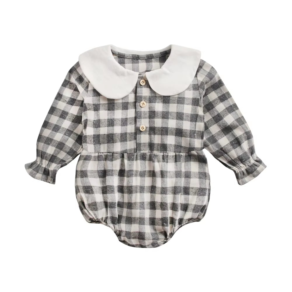 Princess Newborn Baby Girl Bodysuits Long Sleeve Cotton Baby Clothes Flowers Plaid Cute