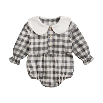 Princess Newborn Baby Girl Bodysuits Long Sleeve Cotton Baby Clothes Flowers Plaid Cute