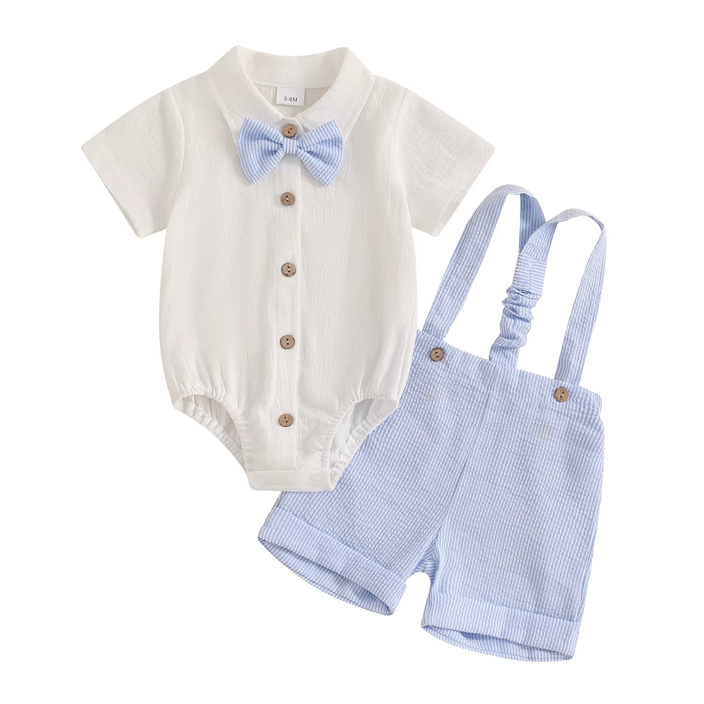 Adorable Baby Boy Bow Tie Outfit for Special Occasions - 100% Cotton