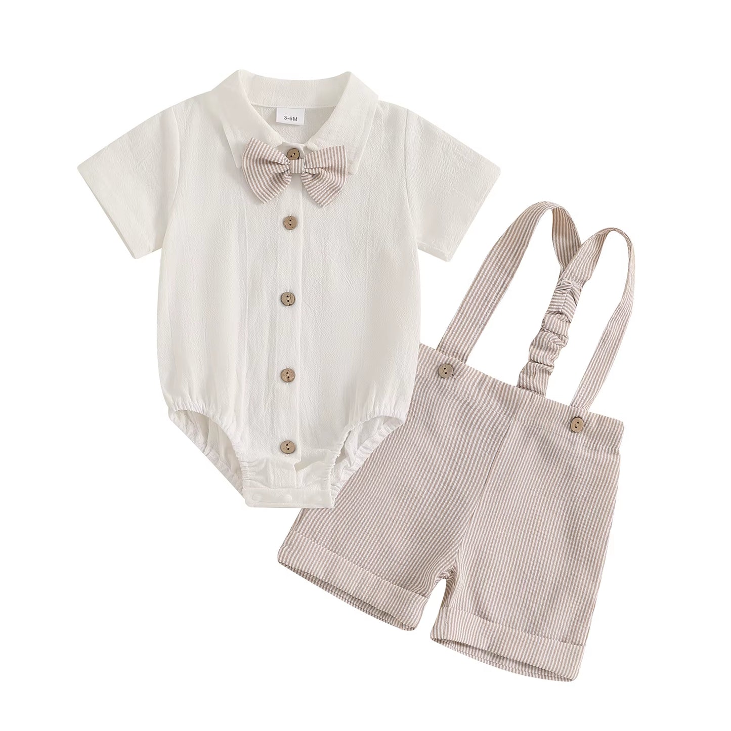 Adorable Baby Boy Bow Tie Outfit for Special Occasions - 100% Cotton
