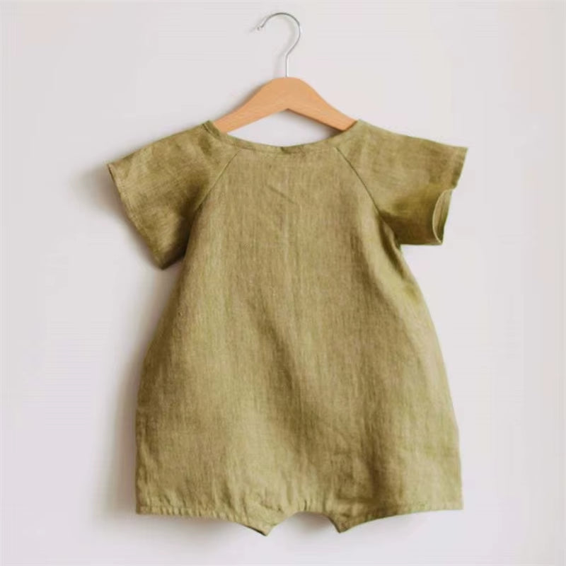Linen Cotton Baby Romper – Summer Bodysuit