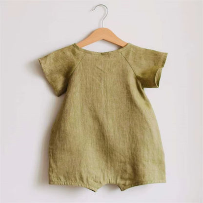 Linen Cotton Baby Romper – Summer Bodysuit