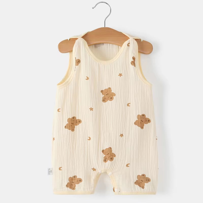 Newborn Baby Sleeveless Vest Jumpsuit – Summer Cotton Romper & Pajamas for Crawling Babies