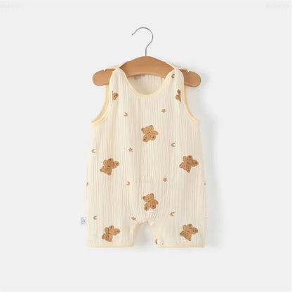 Newborn Baby Sleeveless Vest Jumpsuit – Summer Cotton Romper & Pajamas for Crawling Babies