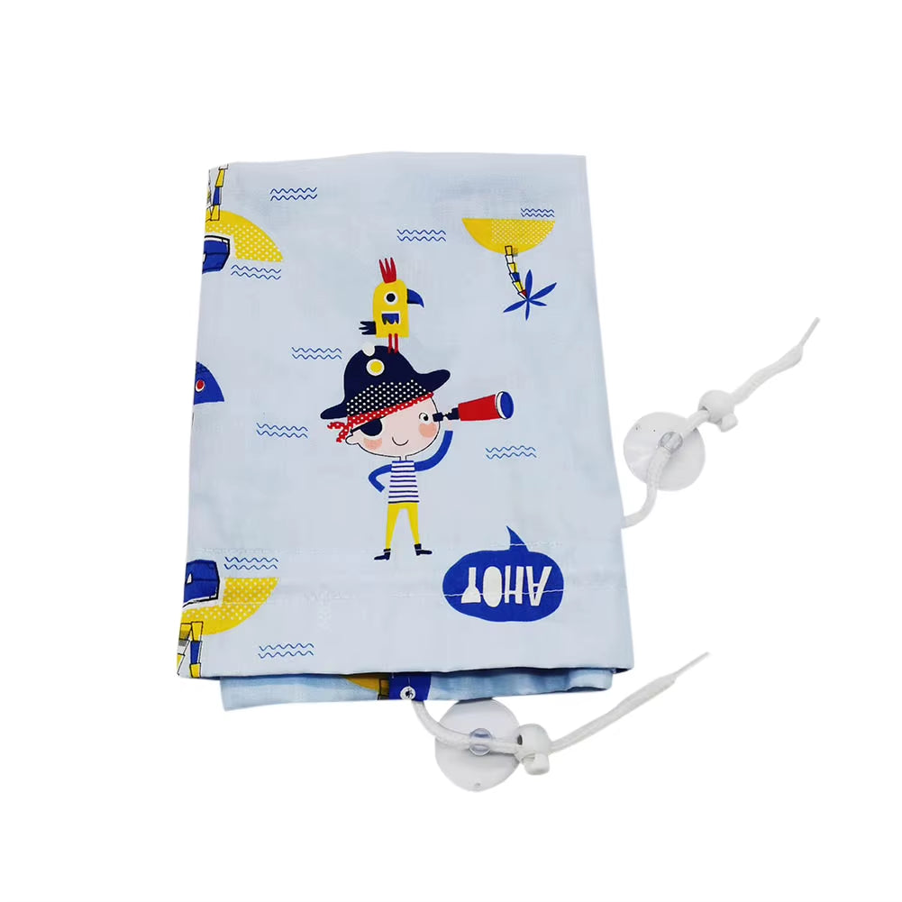 Cute Cotton Baby Car Window Sunshade Cover Cartoon Suction Cup Sliding Curtain Suction Cup Cloth Curtain for Kid Baby Children
