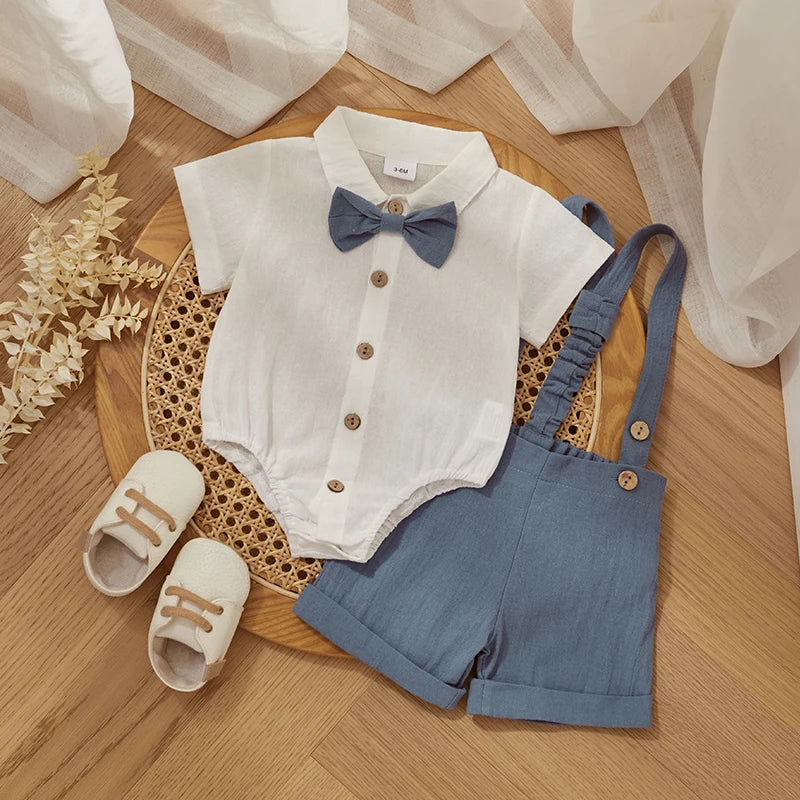 Adorable Baby Boy Bow Tie Outfit for Special Occasions - 100% Cotton