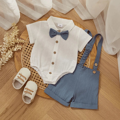 Adorable Baby Boy Bow Tie Outfit for Special Occasions - 100% Cotton