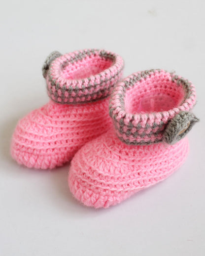 Woonie Handmade Flower Booties - Pink