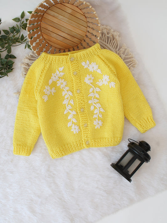 Handknitted Floral Embroidered Cardigan