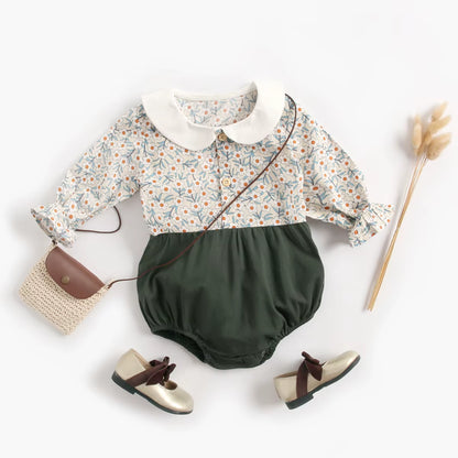 Princess Newborn Baby Girl Bodysuits Long Sleeve Cotton Baby Clothes Flowers Plaid Cute